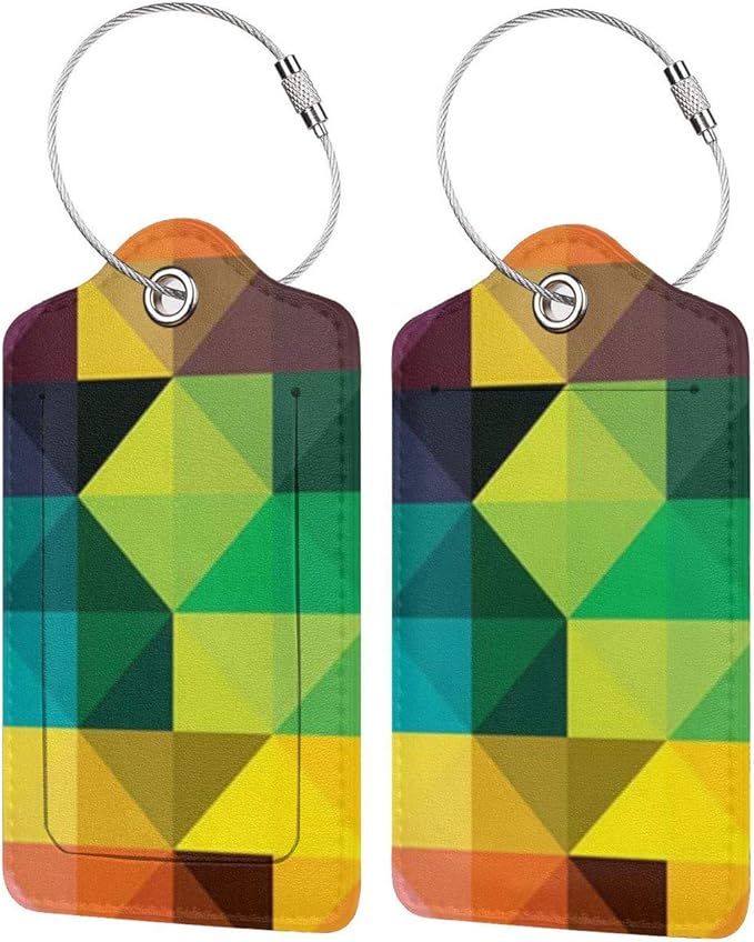 2 Pack Luggage Tag for Suitcase, Cute Unique Leather Suitcase Tags Identifiers with Privacy Name Address Labels & Durable Steel Loop for Women Men Travel