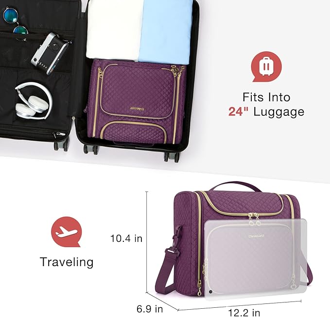 BAGSMART Toiletry Bag, Travel Toiletry Bag for Women, Water-resistant Cosmetic Makeup Bag, Large Capacity Travel Organizer Door Room Essentials for Full Sized Toiletries and Cosmetics