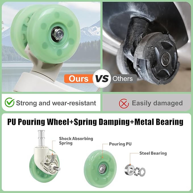 Aluminium Frame Checked-Luggage with Smooth Jelly Wheels, Hardside Zipperless Rolling Suitcase with TSA Lock (WhiteGreen, 28-Inch)