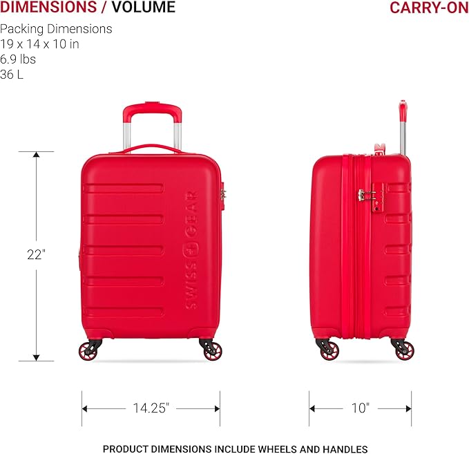 SwissGear 7366 Signature Hardside Expandable Luggage with Spinner Wheels, TSA Lock, Cup-Holder, Red, 2-Piece Set (19/27)