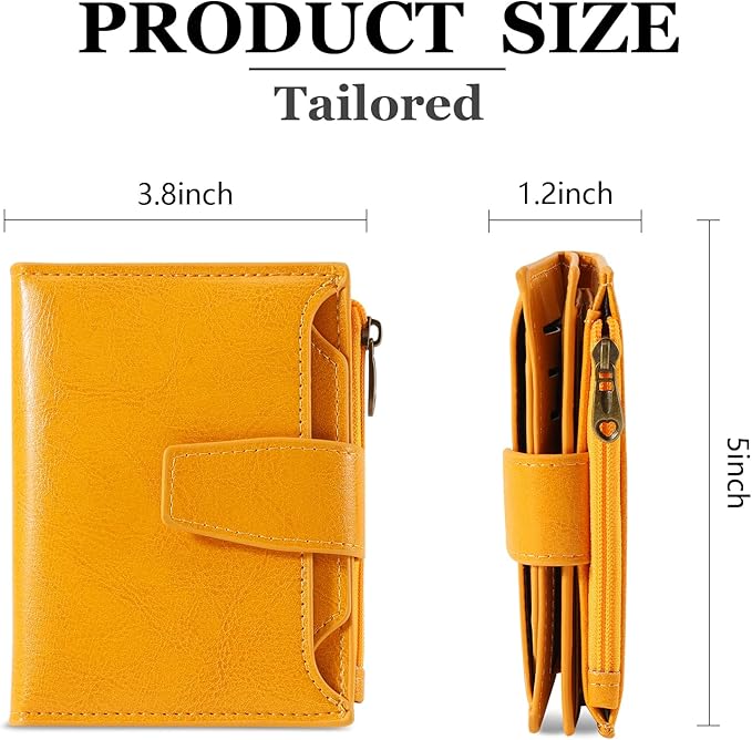 Airkit Small Wallet Women RFID Blocking Soft Leather Bifold Compact Card Holder Wallet for Women with Zipper Coin Pocket 4 ID Window