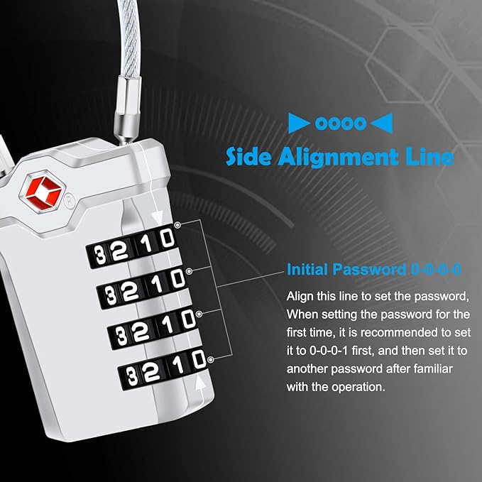 2 Packs TSA Luggage Locks with 14cm Flexible Cable, Diyife 4-Digit Combination Travel Lock Security Padlock for Suitcase Luggage Backpack School or Gym Cabinet, etc. (Silver)