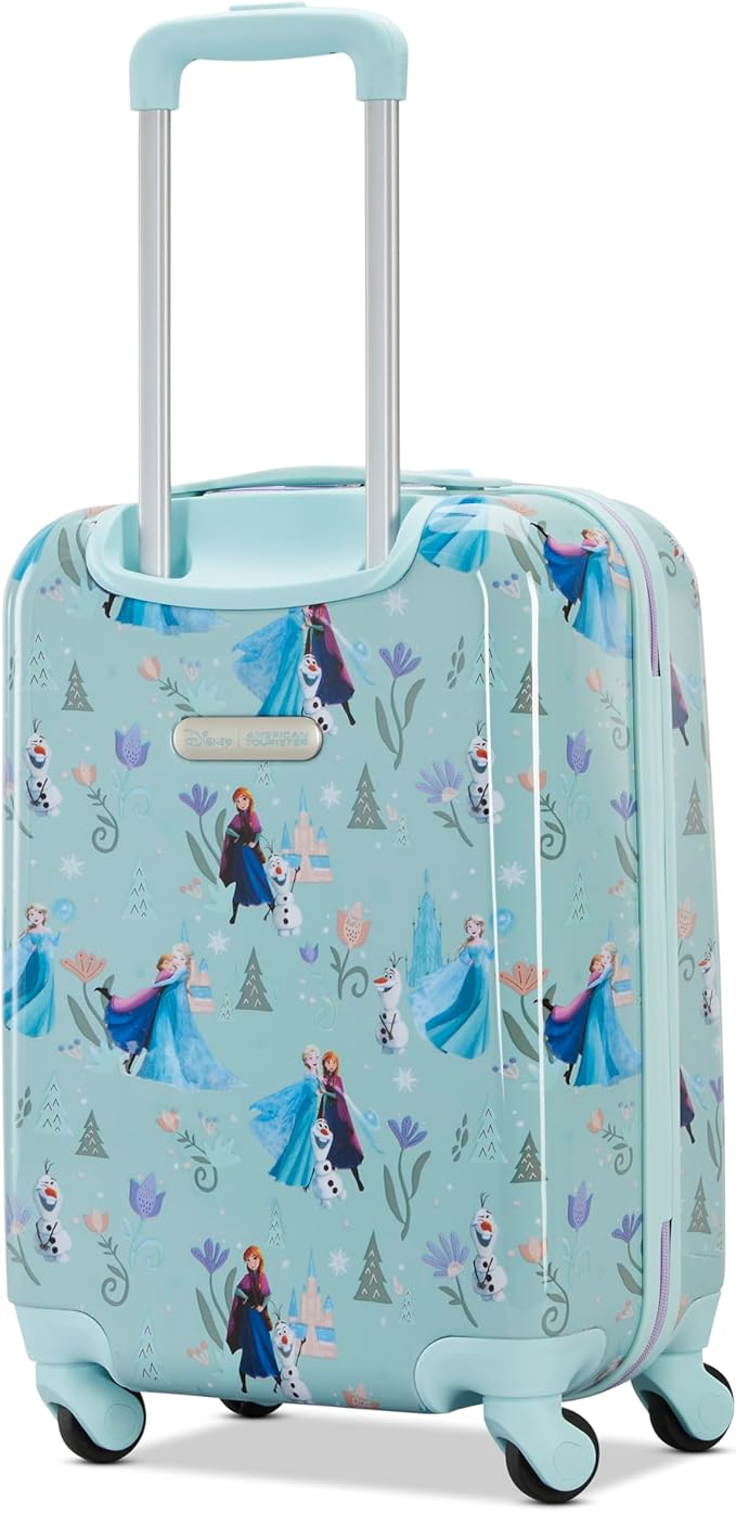 American Tourister Disney Frozen Carry-On Luggage - Airline Approved, Durable Hardshell with Favorite Frozen Characters - Roll Confidentially with Spinner Wheels & Colorful Adjustable Handle