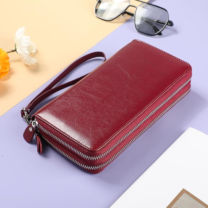 Lavemi Small Compact Women Wallet RFID Blocking Genuine Leather Bifold Purse with ID Windows