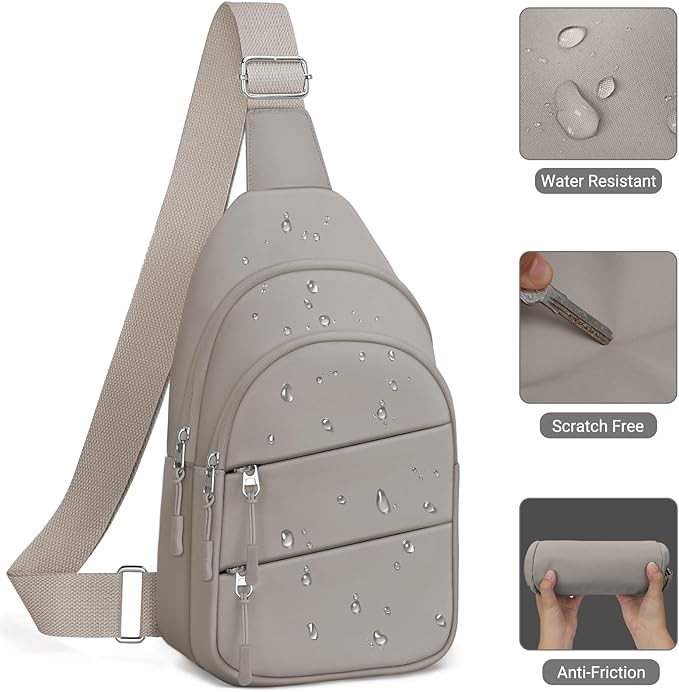 Tuwubi Crossbody Bags for Women, Sling Bag for Men, Small Hiking Backpack Anti Theft Lightweight for Outdoors Travel (M, Khaki)