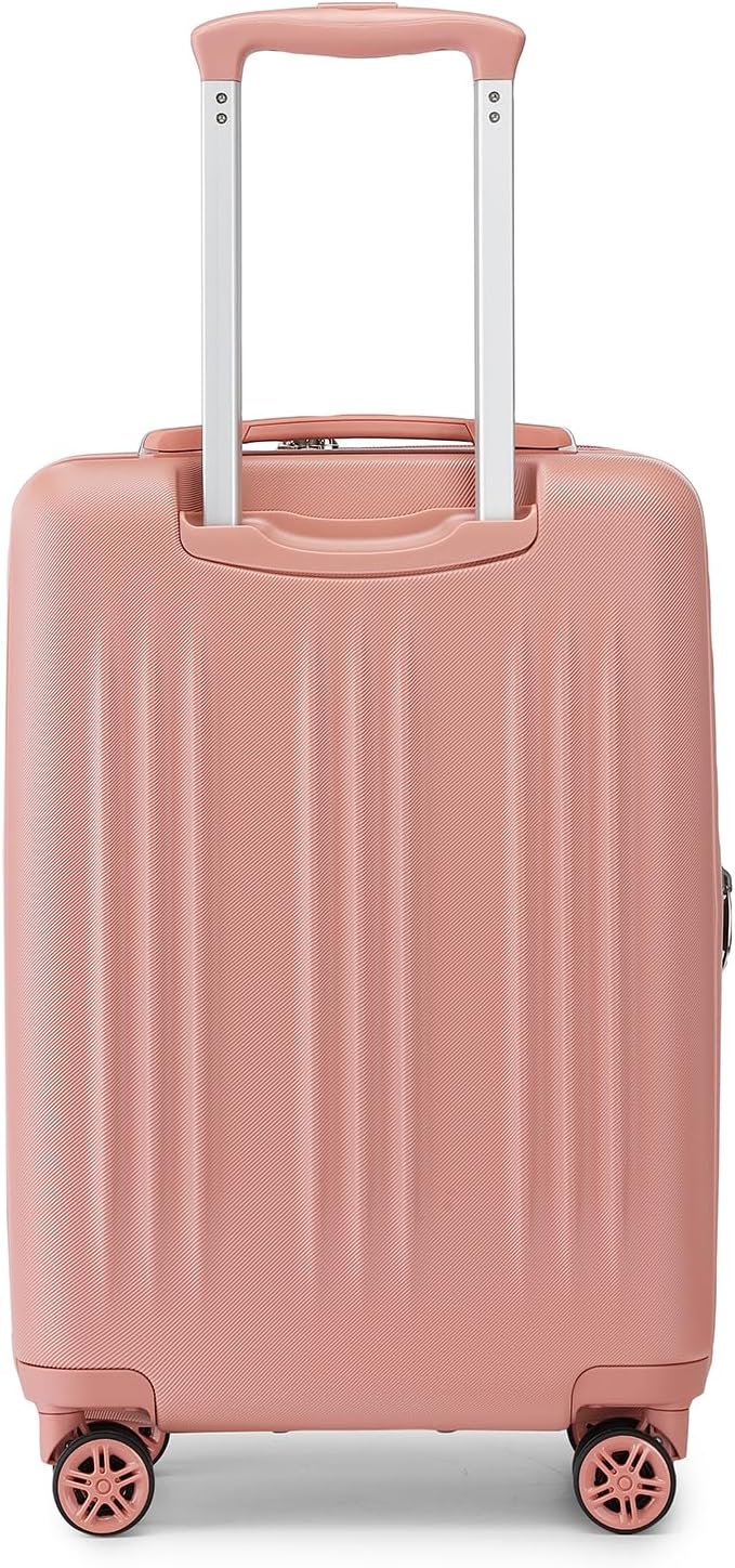 Kono Small 20 Inch Expandable Carry On Luggage with Quiet Spinner Wheels & TSA Lock, Scratch and Drop Resistant PC+ABS Hardside 22x14x9 Airline Approved Suitcase, Nude/Rose Gold