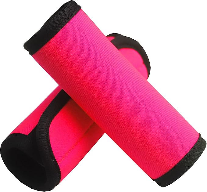 Luggage Handle Wrap 2 Pack Luggage Handle Wraps for Suitcase Bright Neoprene Luggage Handle Covers/Extender/Identifiers-Travel Accessories Must Haves (Pink-2 Pack)