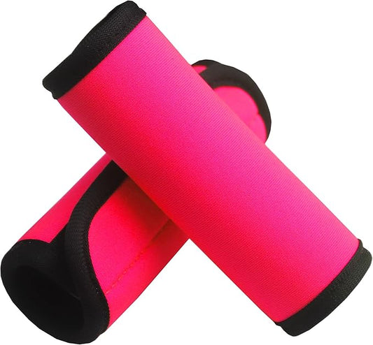 Luggage Handle Wrap 2 Pack Luggage Handle Wraps for Suitcase Bright Neoprene Luggage Handle Covers/Extender/Identifiers-Travel Accessories Must Haves (Pink-2 Pack)