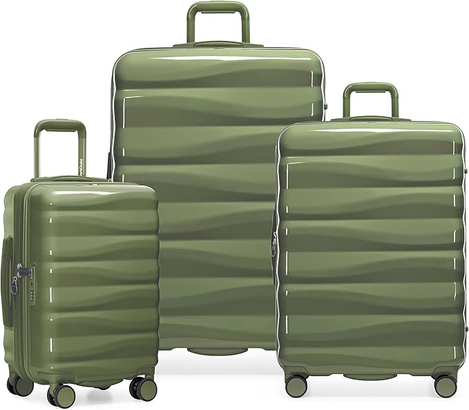 Traveler's Choice Edinburgh II Hardside Spinner Luggage, TSA Lock, Green, 3 Piece Set (21/25/29)
