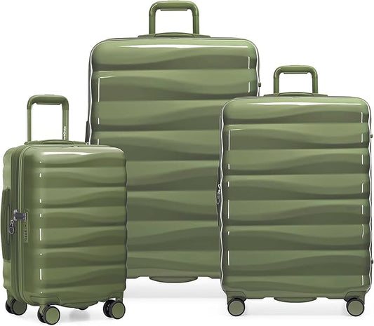 Traveler's Choice Edinburgh II Hardside Spinner Luggage, TSA Lock, Green, 3 Piece Set (21/25/29)