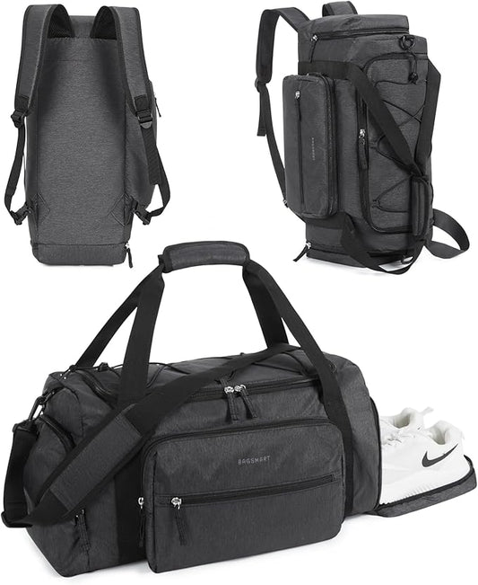 BAGSMART 4-IN-1 Gym Bag for Women Men, TSA Lightweight Duffle Bag for Travel with Shoe Compartment & Wet Pocket, 22L/30L/38L Tactical Backpack with 40oz Water Bottle Holder