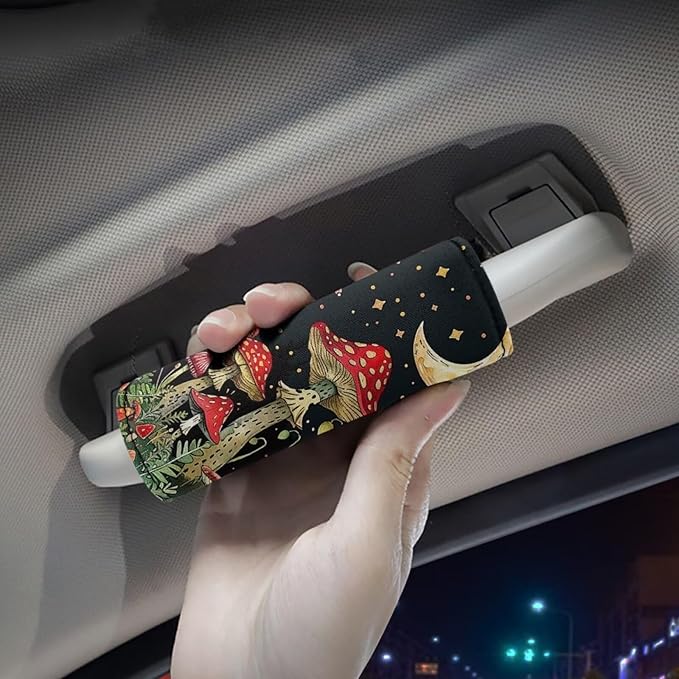 BIGCARJOB Mushroom Luggage Handle Cover Set Moon Star Mushroom Suitcase Handle Cover Trolley Case Grip Personalized Luggage Tags Replacement