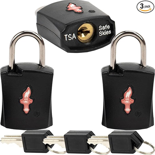 TSA Approved Locks (3-Pack) - Luggage Lock TSA Approved for Suitcases, Gym Lockers & School Backpacks | Ultra-Slim 1.5” ABS Travel Lock | Anti-Theft Secure