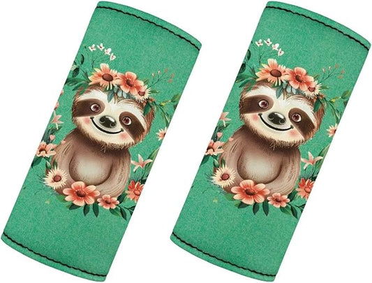 BIGCARJOB Green Sloth Luggage Handle Wrap Set for Suitcase 2 Pieces Cute Sloth Print Suitcase Identifier Protective Cover Trolley Case Grip Travel Luggage Accessories Door Handle Replacement