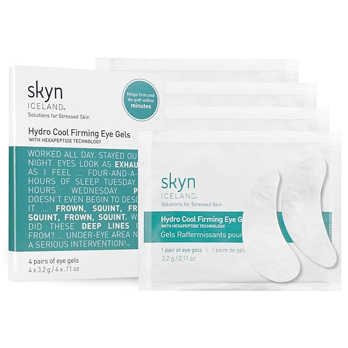 skyn ICELAND Hydro Cool Firming Under Eye Patches. Eye Gel Mask to Firm And Reduce Wrinkles, Fine Lines, Dark Circles, Puffy Eyes & Bags, 4 Pairs