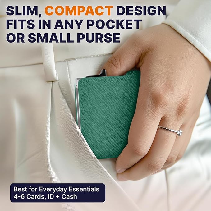 Conceal Plus Pop Up Wallet for Women – Slim Wallet for Small Purse & Crossbody Bag with Quick Card Access and RFID Blocking – Compact Card Holder (4-6 Card Capacity)