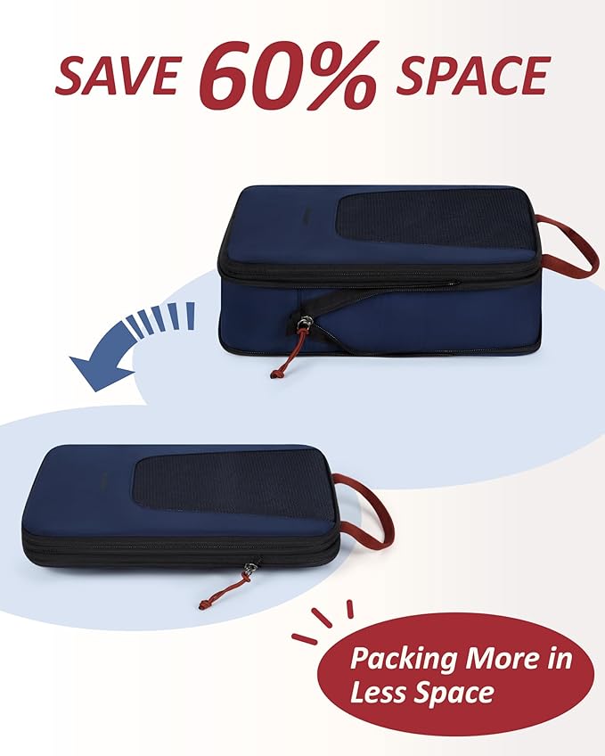 BAGSMART Compression Packing Cubes for Travel, 6/5/4set Lightweight Packing Organizers, Summer Travel Essentials Suitcase Organizer Bags Set