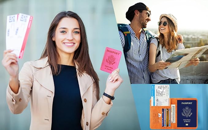 Passport Holder Cover Wallet Travel Essentials RFID Blocking Leather Card Case International Must Haves Travel Accessories for Women Men(101#Brown)