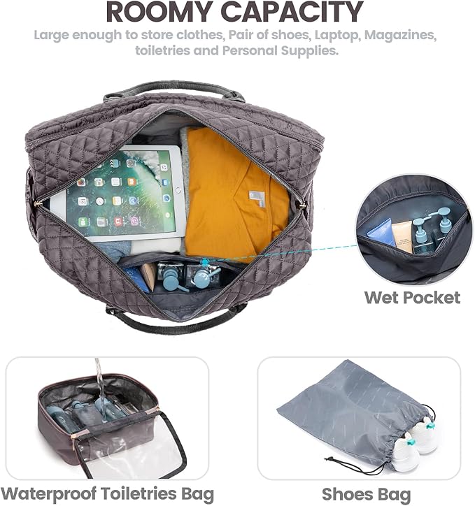 LOVEVOOK Travel Duffle Bag - Women's Weekender Carry On Overnight Laptop & Gym Bag With Toiletry/Shoe Pocket, Hospital Labor Bag