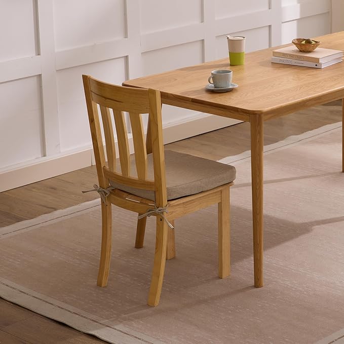 Chair Cushions for Dining Chairs, 2" Thick Seat Cushions for Kitchen Chairs, D-Shaped Chair Pads with Washable Cover, Ties and Non Slip Backing, 17'' x 16'', Set of 6, Beige