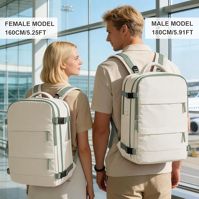 coowoz Vacuum Backpack Travel with Pump,Travel Backpack with Vacuum System For Women Men,Carry On Backpack,Hiking Backpack Waterproof Outdoor Sports Rucksack Casual Daypack,30L(Vacuum pump)White Green