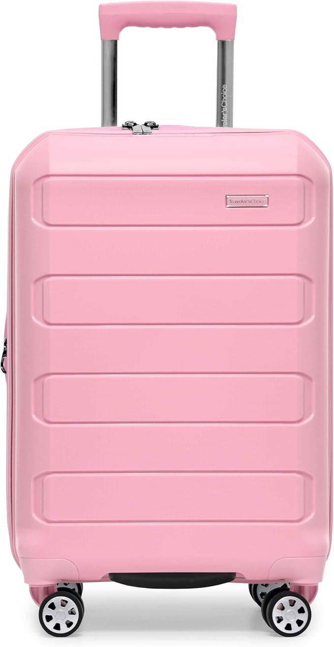 Traveler's Choice Pagosa Hardshell Expandable Luggage with Spinner Wheels, Pink, 2-Piece Set (22/26)