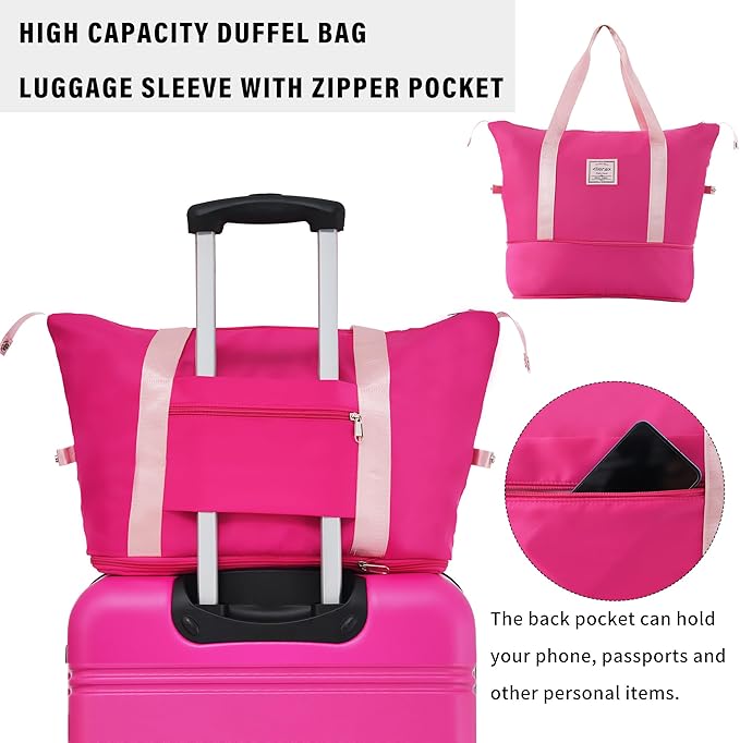 Merax Luggage Sets 2 Piece Suitcase Set 20/24 IN,Carry on Luggage and Travel Bag TSA Lock Expandable,Hard Case Luggage with Spinner Wheels,Pink