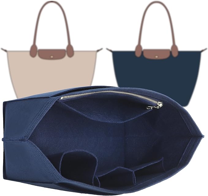 Doxo Longchamp Purse Organizer Insert Bag Compatible withle pliage Large Tote Handbags (L,Navy)