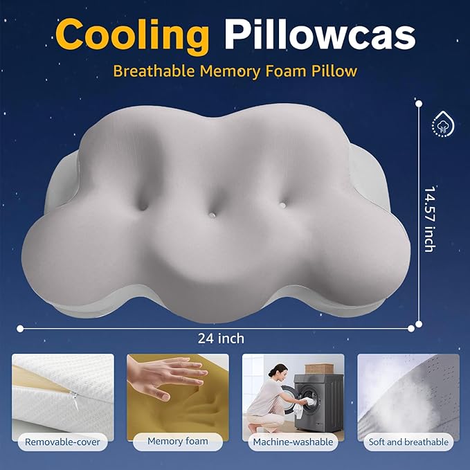 Cervical Neck Pillow, Pillows for Neck and Shoulder Pain, Contour Pillow, Neck Pillows, Pillow for Neck Pain Relief, Side Sleeper Pillows for Adults, Ergonomic Pillow, Memory Foam Pillows
