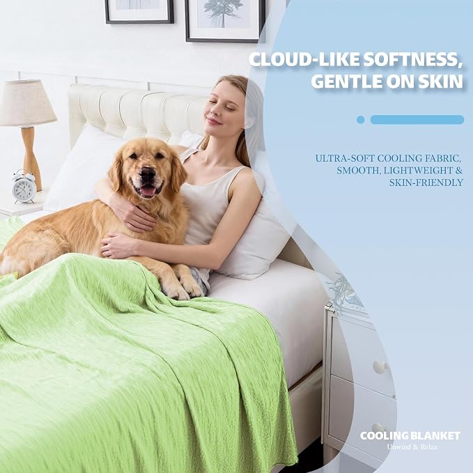 Cooling Blanket Throw Size, 50"x70" Cooling Blankets for Hot Sleepers, Cold Blanket Thin Lightweight Breathable Soft for Couch Bed, Lightweight Blanket Keep Cool for Night Sweats