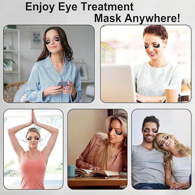 Eye Mask - 30 Pairs Bamboo Charcoal Under Eye Patches Skin Care Products - Eye Masks Skincare for Dark Circles and Puffiness, Reduce Wrinkles, Eye Bags and Fine Lines, for Women and Man - Black