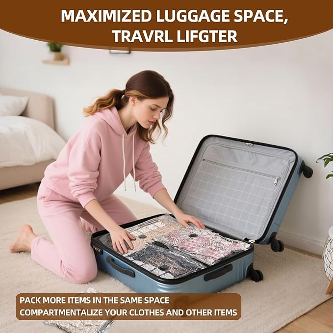 Travel Vacuum Storage Bags, 9 Pack Carry-On Size for Luggage and Suitcase, Vacuum for Bags Storage, Space Saver for Clothes & Clothing - 80% Space Saver（No pump）