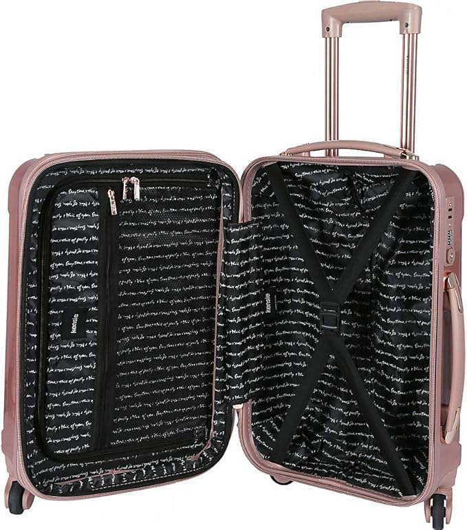 kensie TSA-Lock Hardside Spinner Luggage, Metal Gray, 20-Inch
