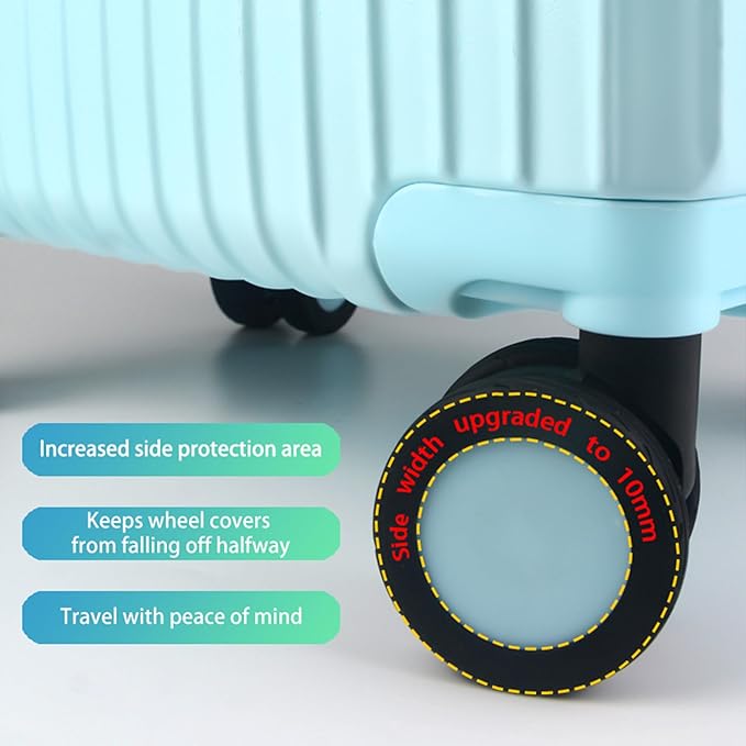 10 Pcs Upgrade Luggage Wheel Covers, Wear-Resistant, Noise-Reduction, Silicone Wheel Protective Covers for 2-2.4" Spinner Wheel, Carry-on Luggage Suitcases, Must Have Travel Accessories（Blue）