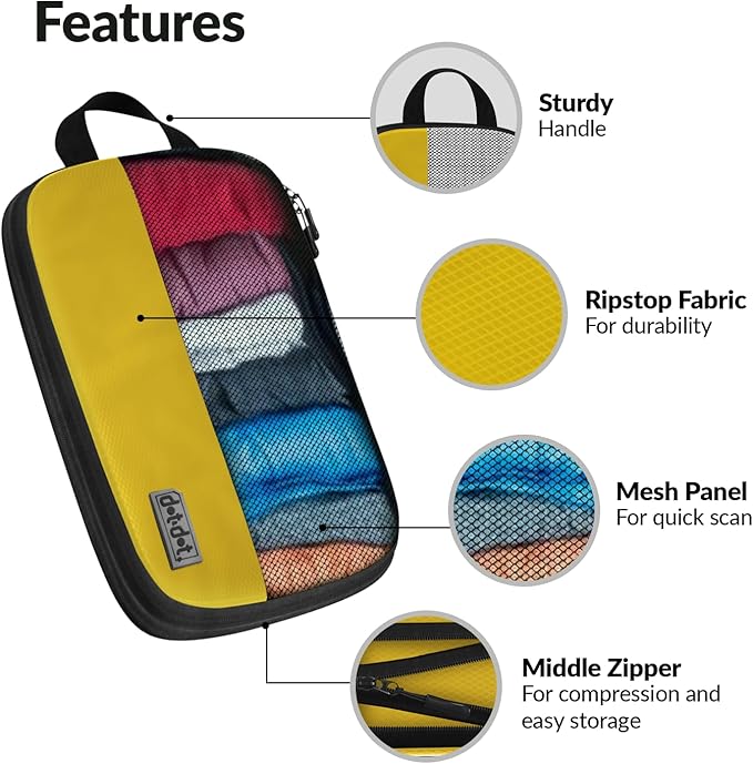 Large Packing Cubes for Travel - 5pc Packing Cubes for Suitcases - Lightweight Luggage Organizer Bags (Compression)