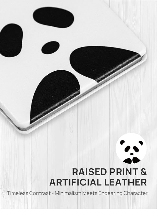 OMIRO 1X/3X Magnifying Mirror, Unique Painting Compact Mirror with Classical PU Leather (Panda)