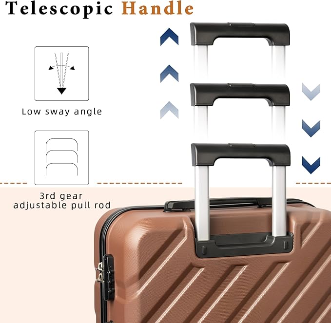 Luggage Sets 5 Piece,Suitcases with Wheels, Hard Case Luggage with Detachable Spinner Wheels,Carry On Luggage Set (5 Piece Sets (20"/24"/28"/DB/TB))