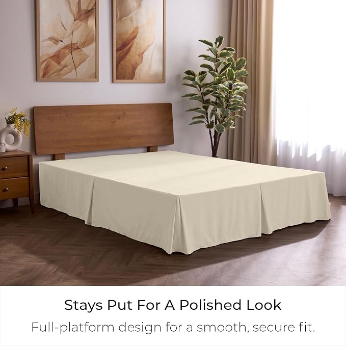 Mellanni Bed Skirt Twin XL Size - Tailored Drop Bed Skirting | 15-Inch Pleated Dust Ruffle - Hotel Luxury Bedding - Wrinkle, Fade, Stain Resistant - 1 Bedskirt (Twin, Golden Ivory)