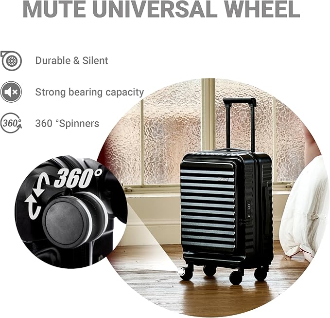 3 piece Luggage Set Expandable Suitcase 22x14x9 Airline Approved Carry on, Front Opening ABS Hard Case Suitcases with Spinner Wheels, TSA Lock