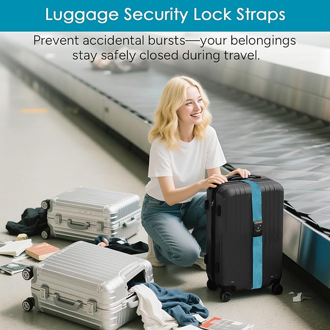 Travel Inspira Luggage Straps for Suitcases with TSA Lock, Protect Your Luggage Anti-Burst, High Visibility Color, Easy to Identify Luggage Adjustable Heavy Duty Belt for 20-32 Inch Suitcases