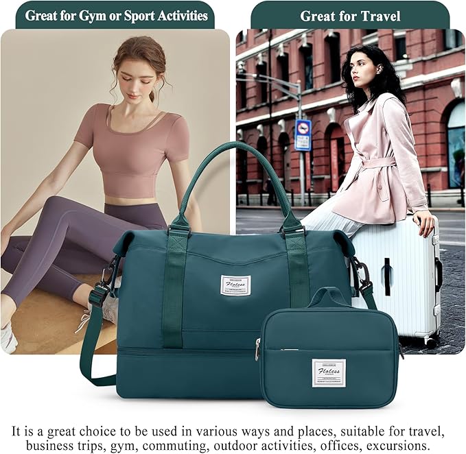 Weekender Bags for Women,Personal Item Travel Bag with Shoes Compartment,Overnight Travel Duffel Bag with Toiletry Bag