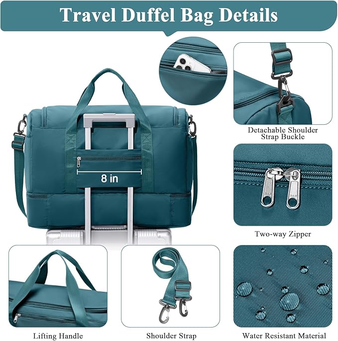 Extra Large Travel Duffle Bag,Carry on Overnight Weekend Bag with Shoes Compartment,Weekender Bags for Women for Travel Business Trips Sport Hospital