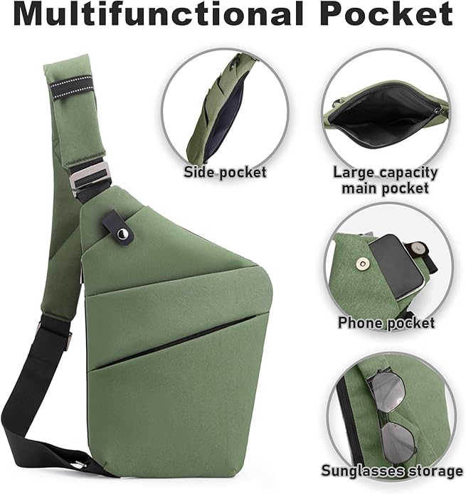 Anti Theft Travel Bag, One Shoulder Large Capacity Cross-body Bag Chest Fashion Lightweight Sling Bags for Travel Sports