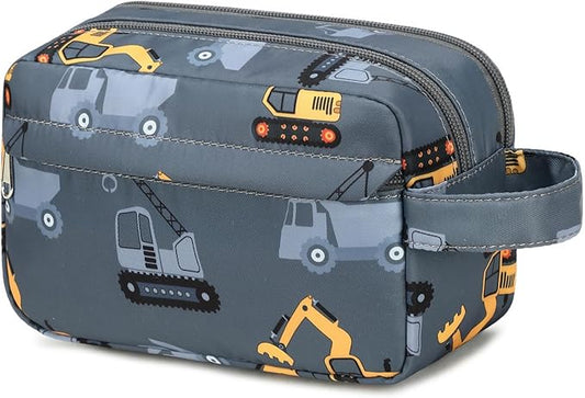 CAMTOP Travel Toiletry Bag for Kids Cute Toiletry Bags for Boys Girls Waterproof for Toiletries Accessories Bathroom Stuff (Yellow Excavator)