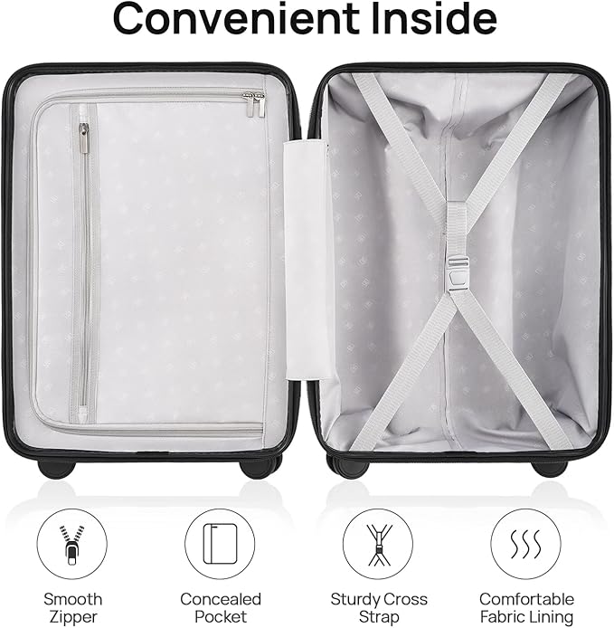 NINETYGO Medium Checked Luggage 26 Inch, Checking In Luggage with Smooth Spinner Wheels, Lightweight, Hard Shell PC Suitcase, Lightweight Travel Luggage, TSA Approved (Grey, Rhine Basic)