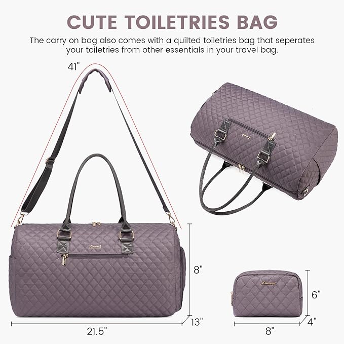 LOVEVOOK Travel Duffle Bag, Weekender Bag for Women with Toiletry Bag, Carry on Overnight Bag with Shoe Compartment, Gym Duffel Bag with Wet Pocket, Mommy Hospital Bags for Labor and Delivery