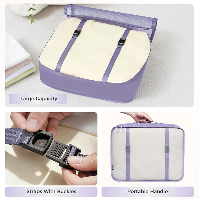 BAGAIL 8 Set Packing Cubes Luggage Packing Organizers for Travel Accessories-Dusty Purple