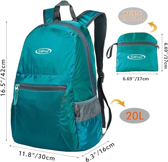 G4Free 20L Lightweight Packable Backpack Travel Hiking Daypack Foldable Backpack for Men Women