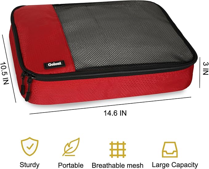Packing Cubes for Travel Essentials,4 Set Packing Cubes for Suitcases,Lightweight Mesh Luggage Organizer Bag,Red