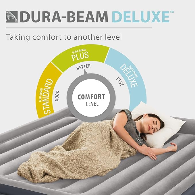 Intex King Air Mattress, Dura-Beam Plus 16.5" Inflatable Bed with Built-in Pump